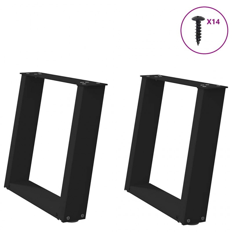 Nogi do stolika kawowego w kształcie litery U 2 szt. Czarne 50x(42-43) cm Stal