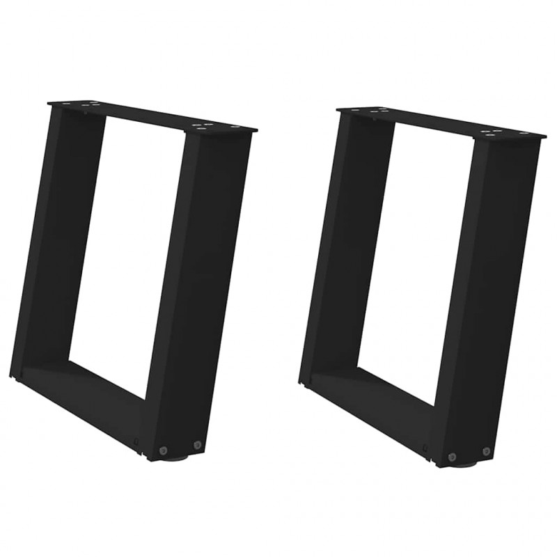 Nogi do stolika kawowego w kształcie litery U 2 szt. Czarne 50x(42-43) cm Stal