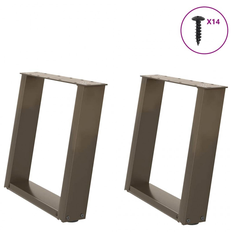 Nogi do stolika kawowego w kształcie litery U 2 szt. Naturalna stal 50x(42-43) cm Stal