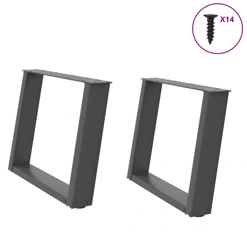 Nogi do stolika kawowego w kształcie litery U 2 szt. Antracyt 60x(42-43) cm Stal