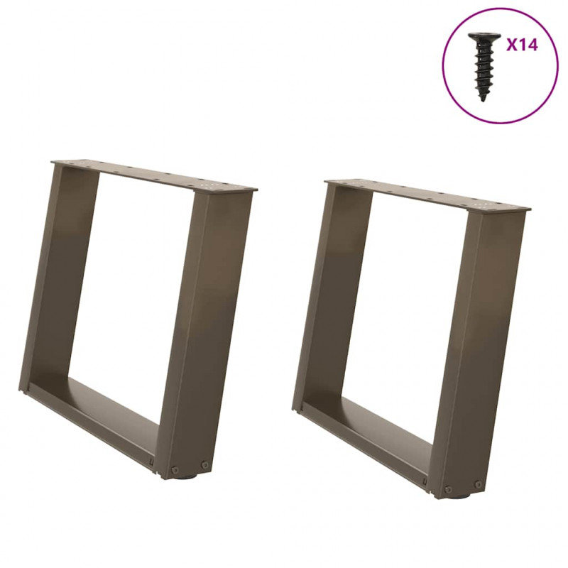 Nogi do stolika kawowego w kształcie litery U 2 szt. Naturalna stal 60x(42-43) cm Stal