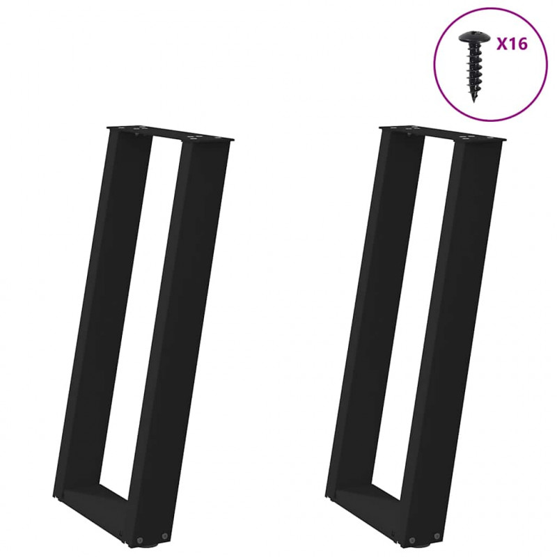 Nogi do stołu konsolowego w kształcie litery U 2 szt. Czarne 38x(72-73) cm Stal
