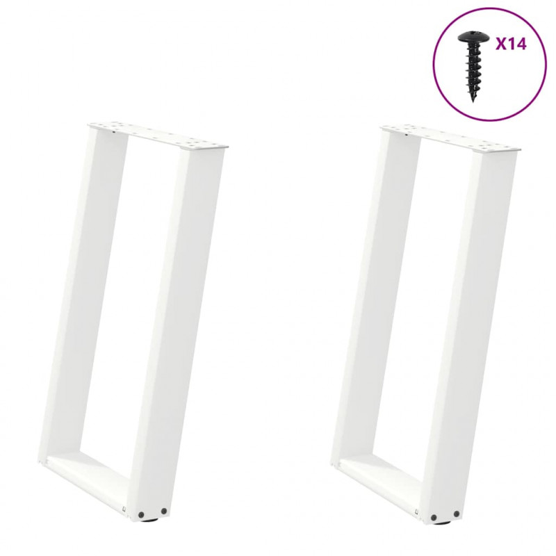 Nogi do stołu jadalnego w kształcie litery U 2 szt. Białe 50x(72-73) cm Stal