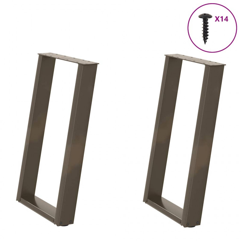 Nogi do stołu jadalnego w kształcie litery U 2 szt. Naturalna stal 50x(72-73) cm Stal