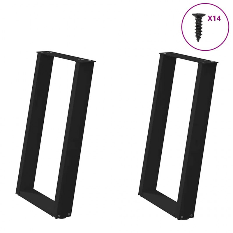 Nogi do stołu jadalnego w kształcie litery U 2 szt. Czarne 60x(72-73) cm Stal