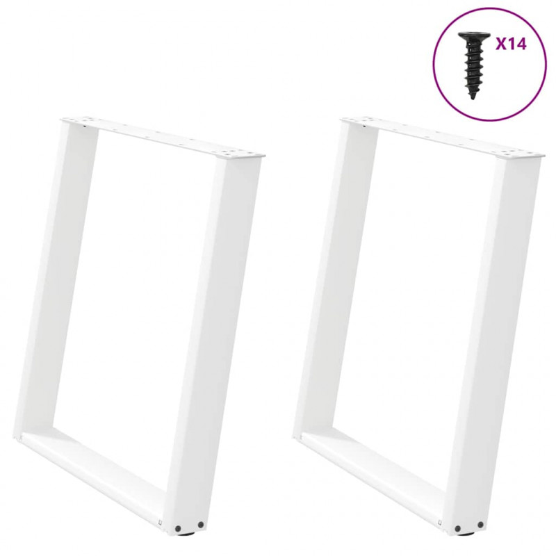 Nogi do stołu jadalnego w kształcie litery U 2 szt. Białe 70x(72-73) cm Stal
