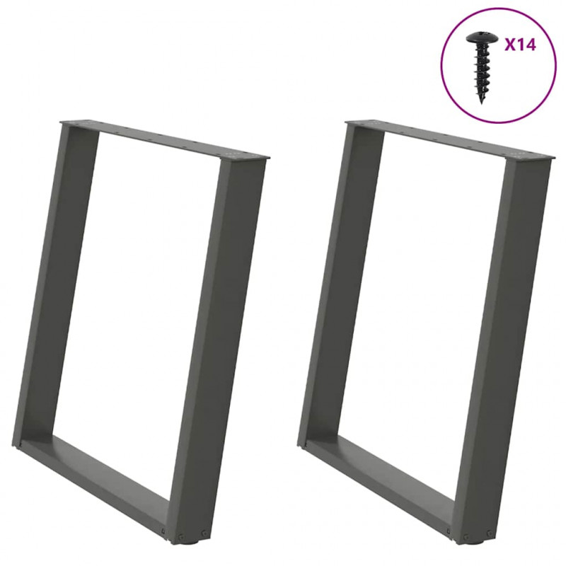 Nogi do stołu jadalnego w kształcie litery U 2 szt. Antracyt 80x(72-73) cm Stal