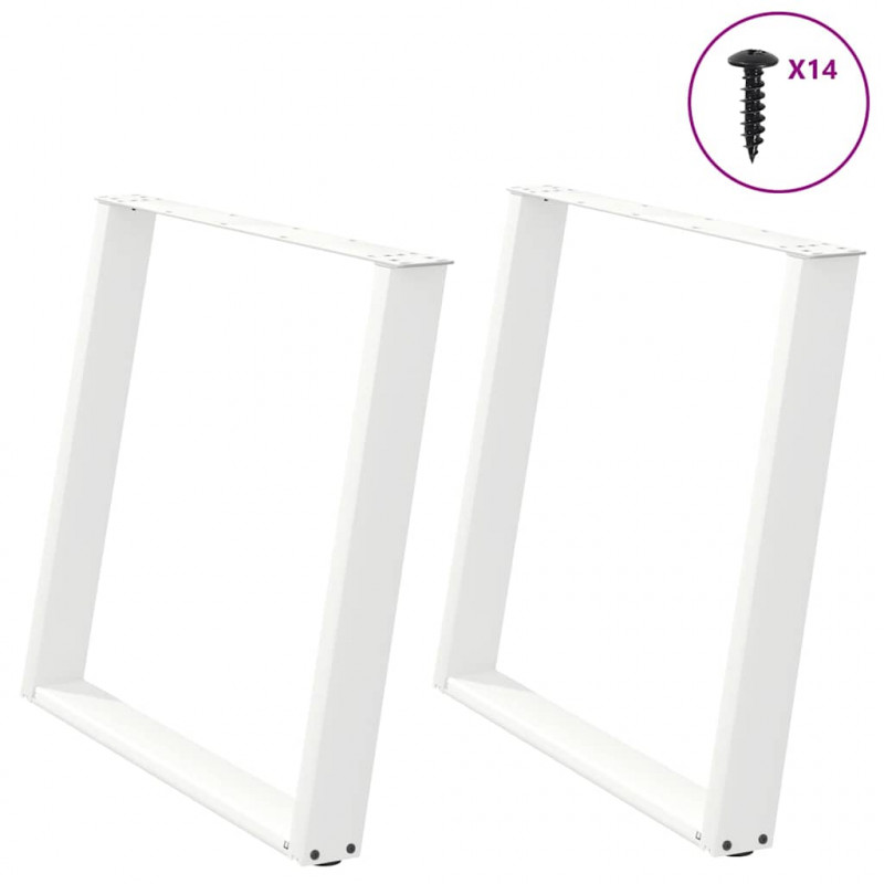 Nogi do stołu jadalnego w kształcie litery U 2 szt. Białe 90x(72-73) cm Stal