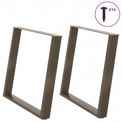 Nogi do stołu jadalnego w kształcie litery U 2 szt. Naturalna stal 90x(72-73) cm Stal