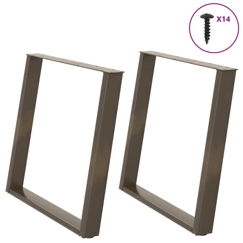 Nogi do stołu jadalnego w kształcie litery U 2 szt. Naturalna stal 90x(72-73) cm Stal