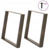 Nogi do stołu jadalnego w kształcie litery U 2 szt. Naturalna stal 90x(72-73) cm Stal