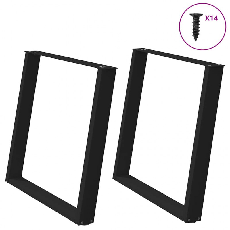 Nogi do stołu jadalnego w kształcie litery U 2 szt. Czarne 100x(72-73) cm Stal
