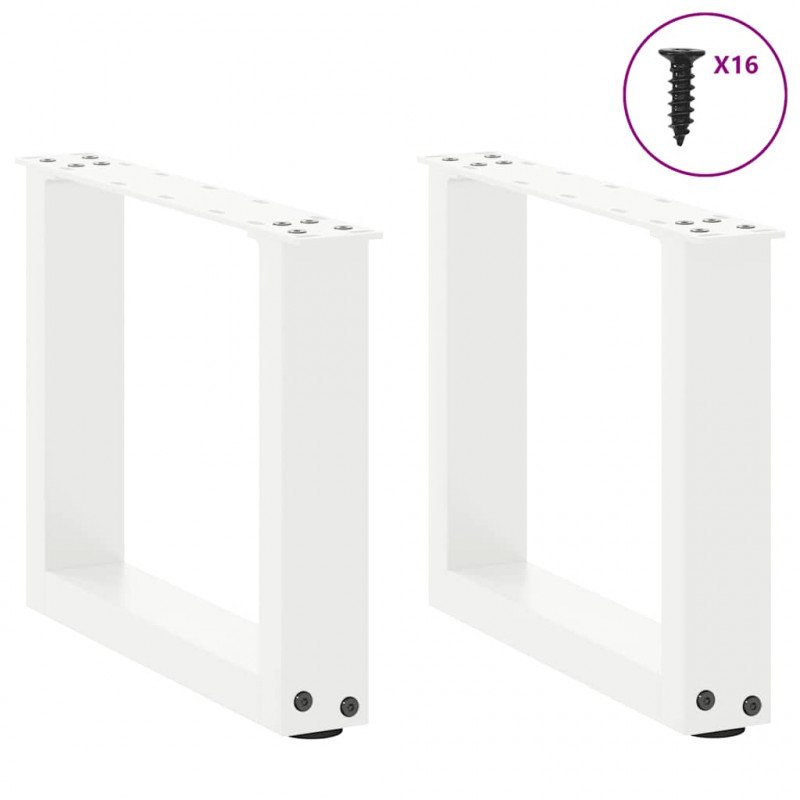 Nogi do stolika kawowego w kształcie litery U 2 szt. Białe 30x(30-31) cm Stal
