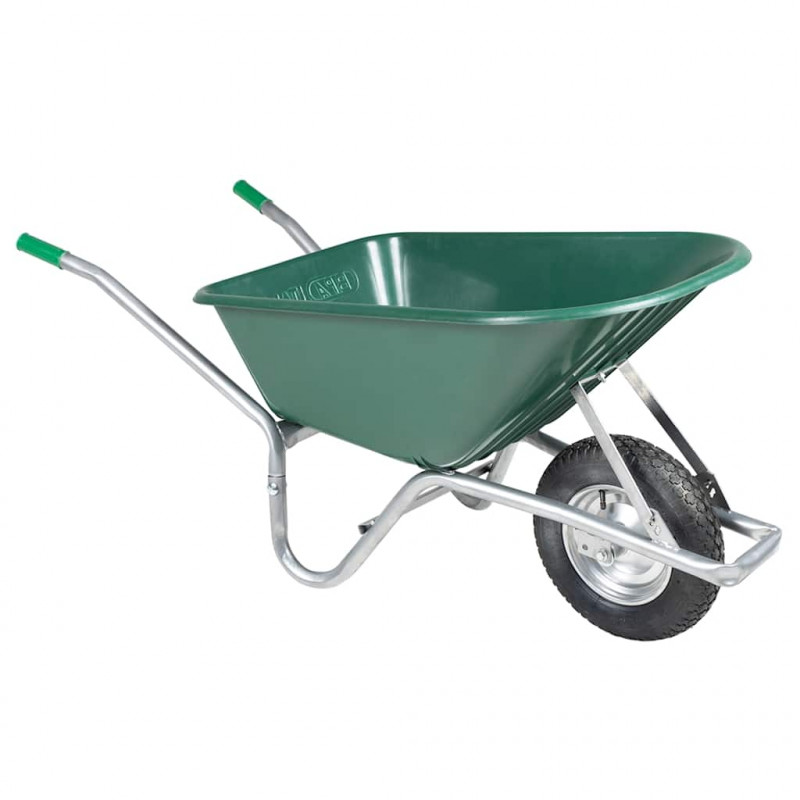 Taczka, zielona, 90 L, 150 kg, galwanizowana stal i plastik