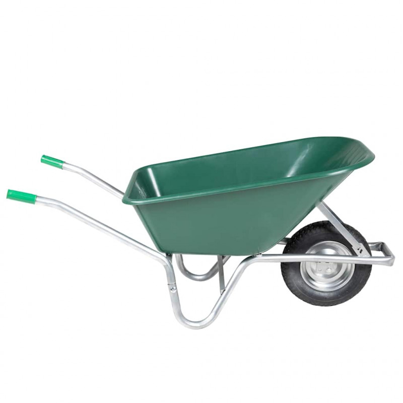Taczka, zielona, 90 L, 150 kg, galwanizowana stal i plastik