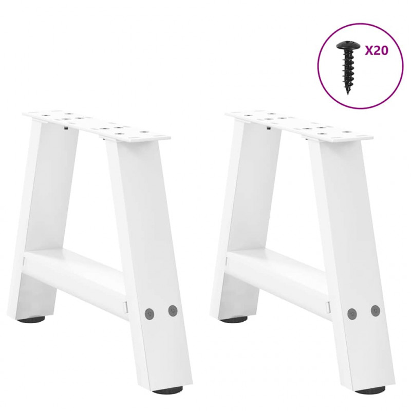 Nogi do stolika kawowego w kształcie litery A 2 szt. Białe 40x(30-31) cm Stal