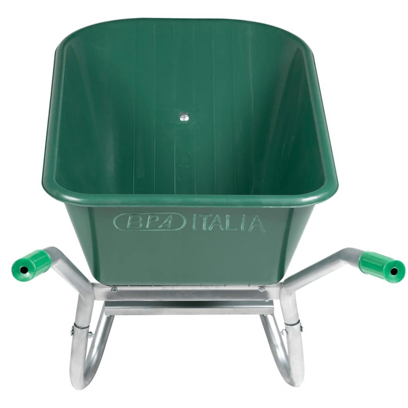 Taczka, zielona, 90 L, 150 kg, galwanizowana stal i plastik