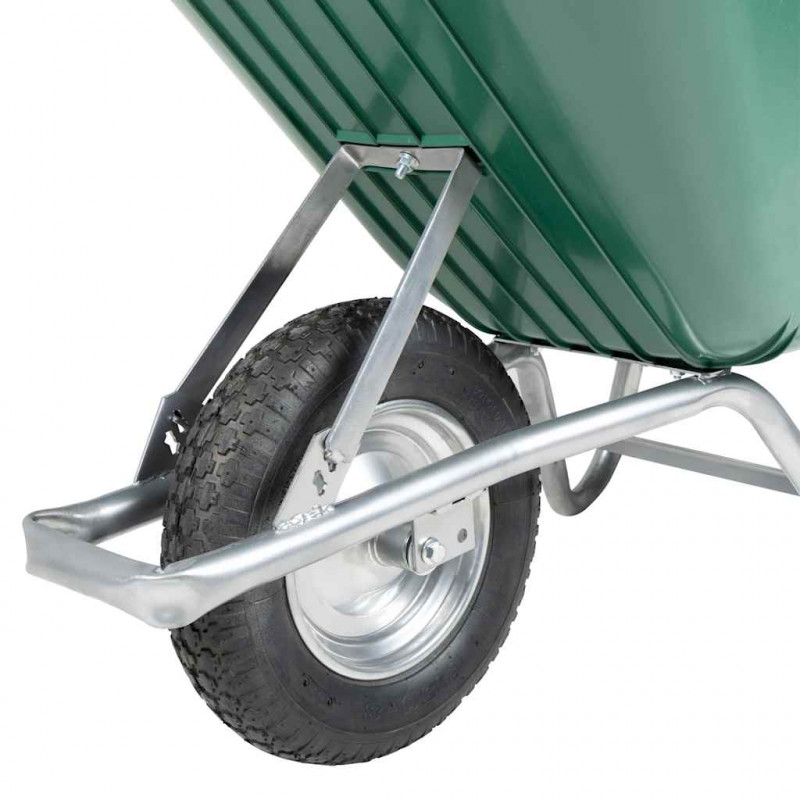Taczka, zielona, 90 L, 150 kg, galwanizowana stal i plastik