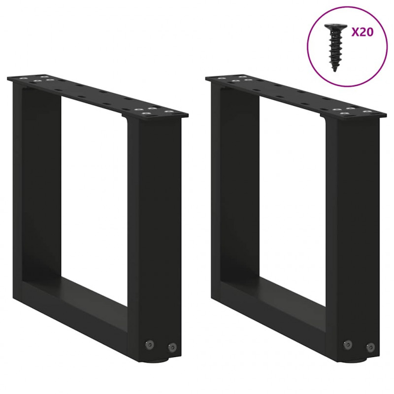Nogi do stolika kawowego w kształcie litery U 2 szt. Czarne 40x(30-31) cm Stal