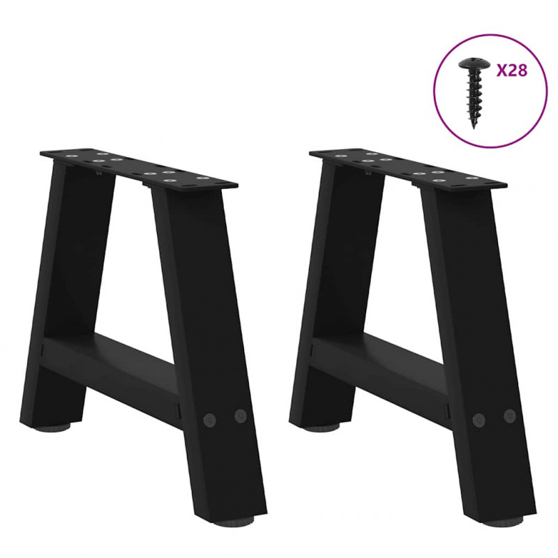 Nogi do stolika kawowego w kształcie litery A 2 szt. Czarne 50x(30-31) cm Stal