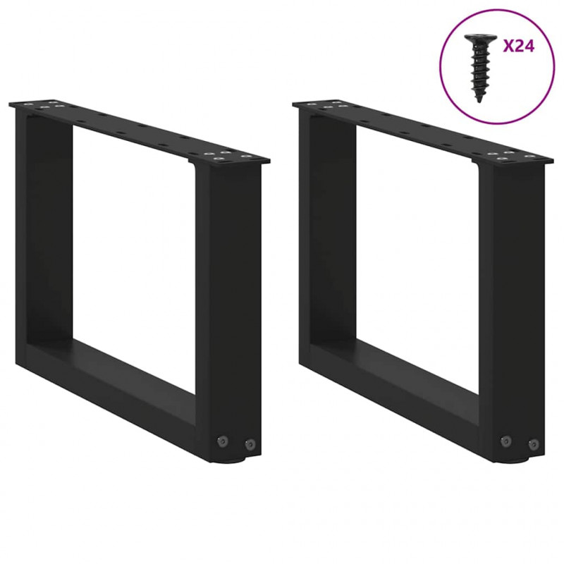 Nogi do stolika kawowego w kształcie litery U 2 szt. Czarne 50x(30-31) cm Stal