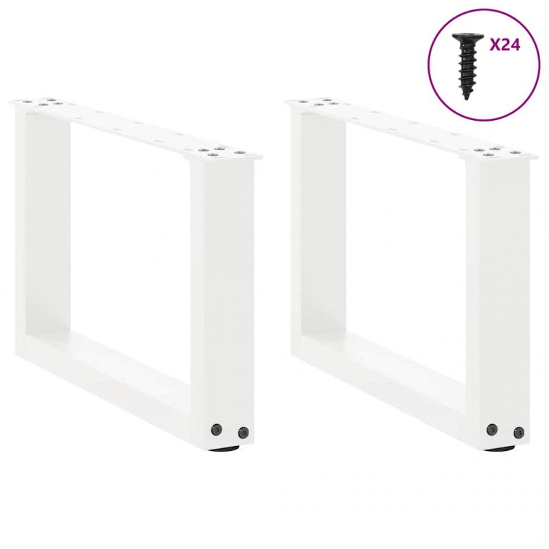 Nogi do stolika kawowego w kształcie litery U 2 szt. Białe 50x(30-31) cm Stal