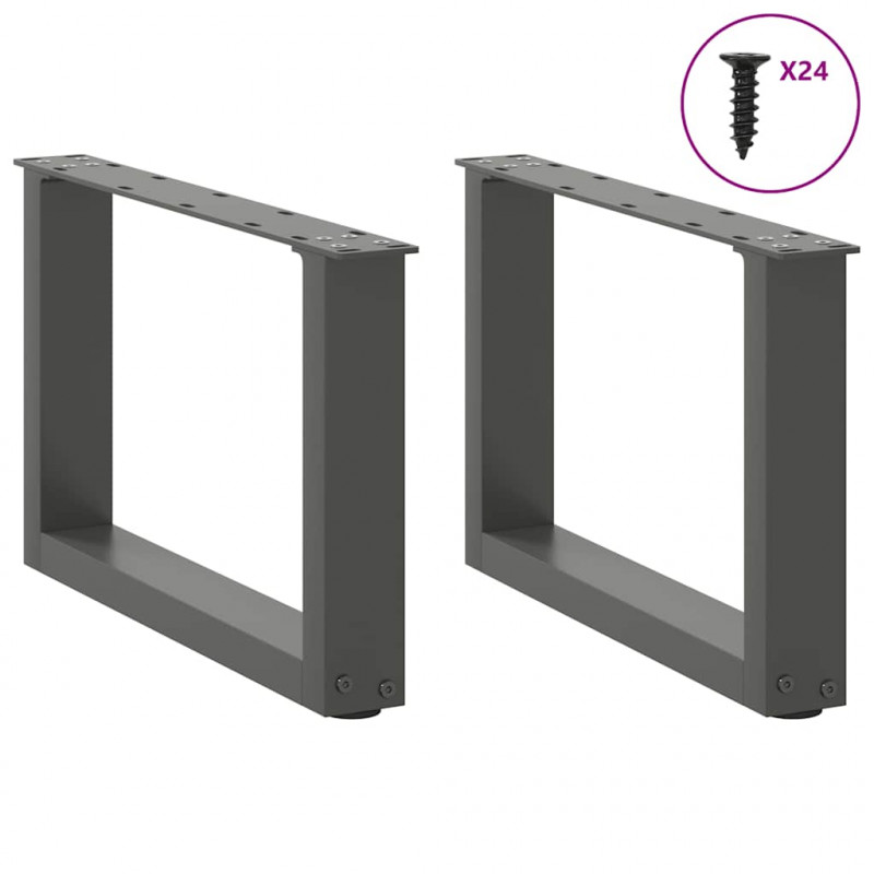 Nogi do stolika kawowego w kształcie litery U 2 szt. Antracyt 50x(30-31) cm Stal
