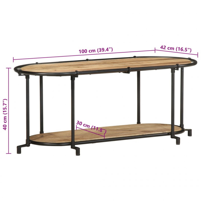 Szafka pod TV, 100x42x40 cm, lite surowe drewno mango