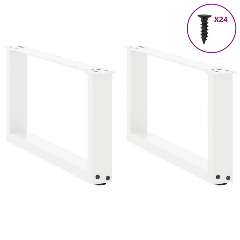 Nogi do stolika kawowego w kształcie litery U 2 szt. Białe 60x(30-31) cm Stal