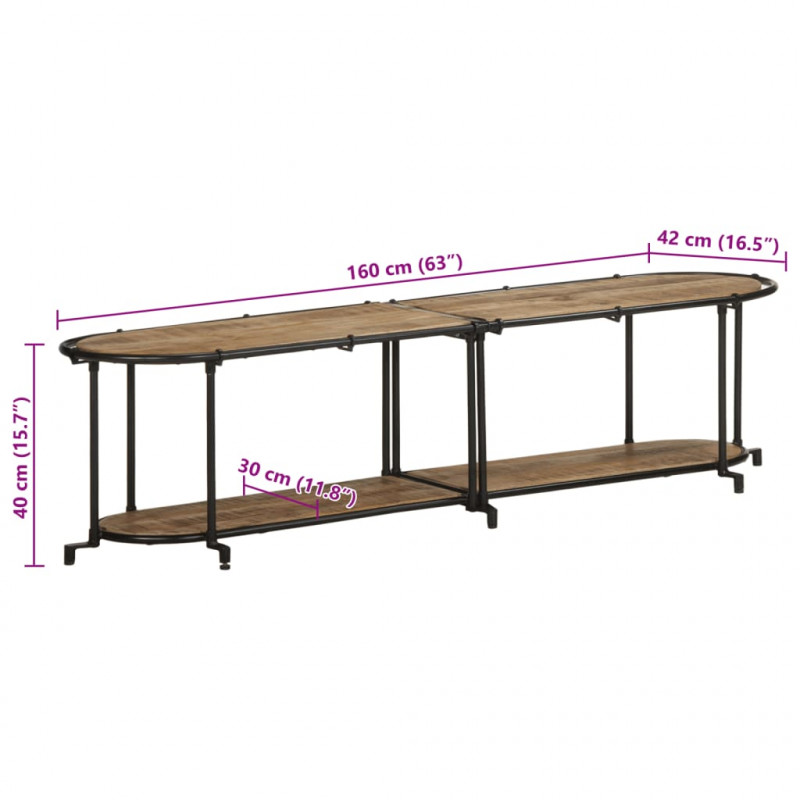 Szafka pod TV, 160x42x40 cm, lite surowe drewno mango