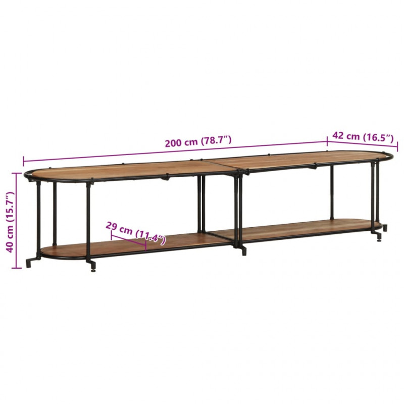 Szafka pod TV, 200x42x40 cm, lite drewno akacjowe