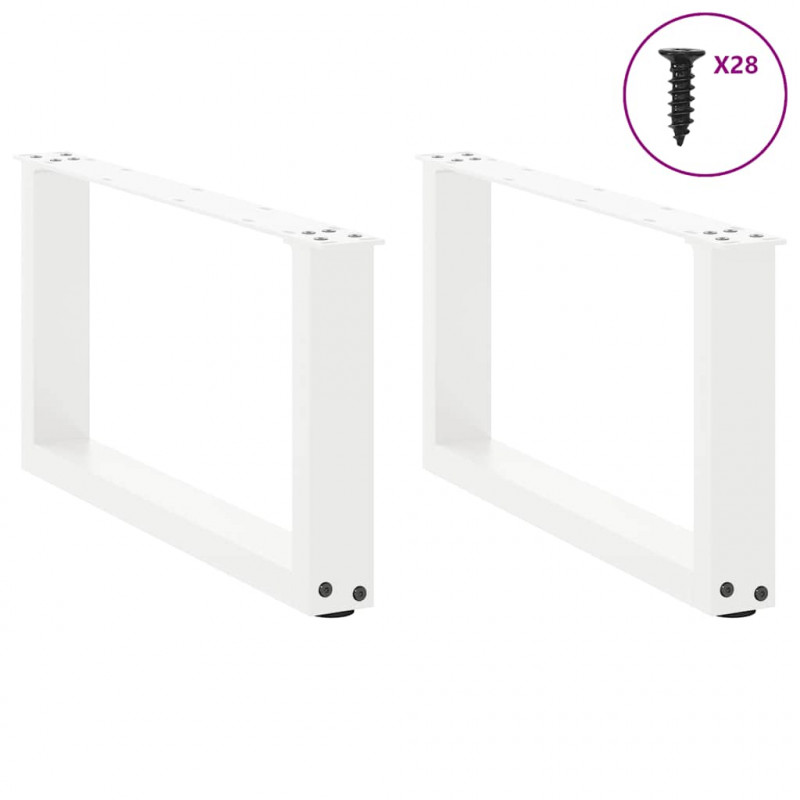Nogi do stolika kawowego w kształcie litery U 2 szt. Białe 70x(30-31) cm Stal