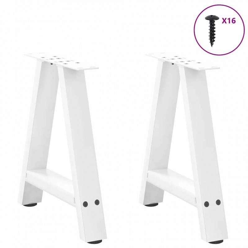 Nogi do stolika kawowego w kształcie litery A 2 szt. Białe 38x(42-43) cm Stal