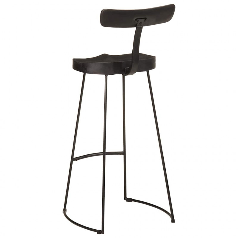Hokery barowe 2 szt. Czarny 49x43x103 cm Drewno lite Mango