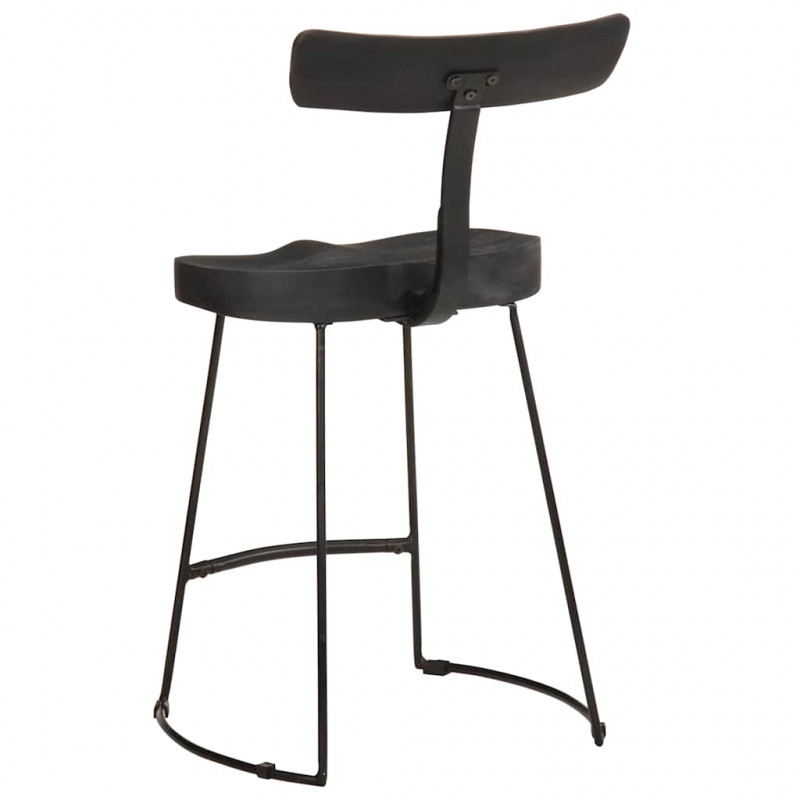 Hokery barowe 2 szt. Czarny 49x43x79 cm Drewno lite Mango