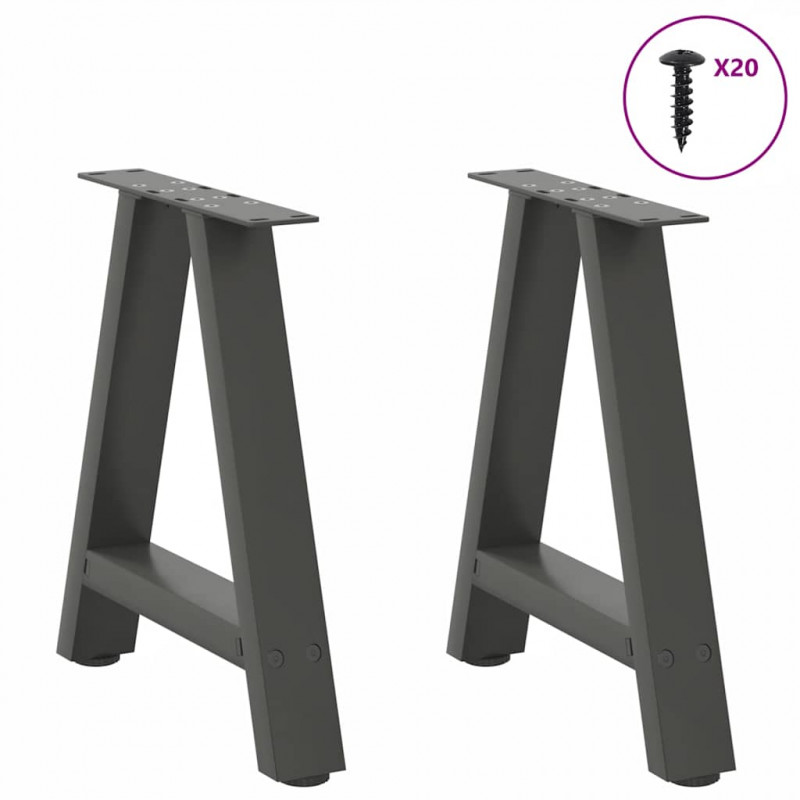 Nogi do stolika kawowego w kształcie litery A 2 szt. Antracyt 50x(42-43) cm Stal