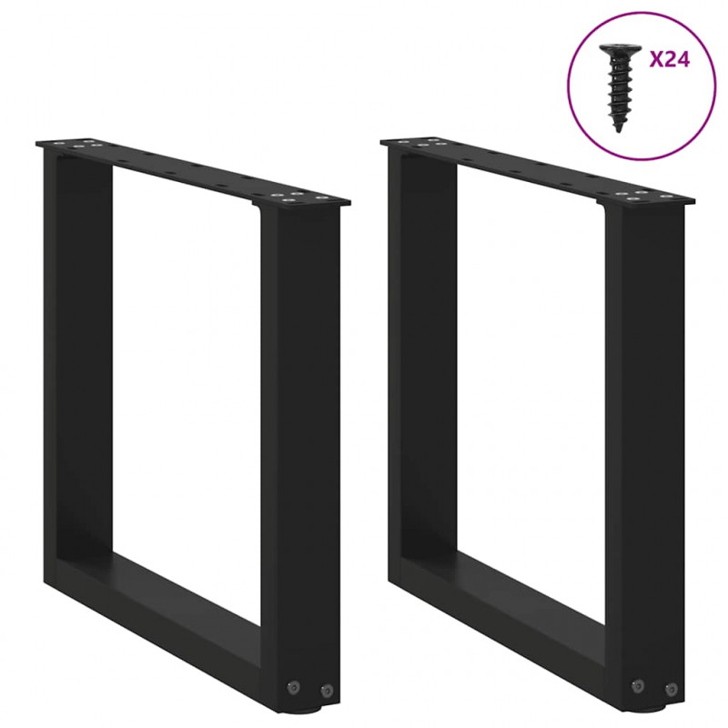 Nogi do stolika kawowego w kształcie litery U 2 szt. Czarne 50x(42-43) cm Stal