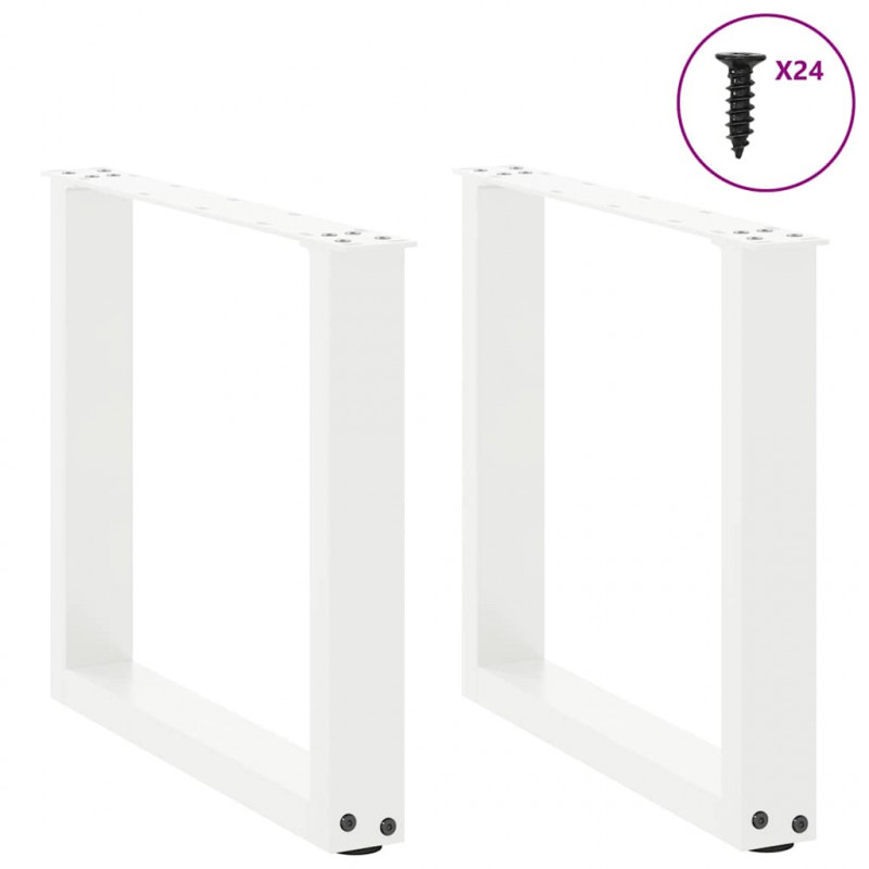 Nogi do stolika kawowego w kształcie litery U 2 szt. Białe 50x(42-43) cm Stal