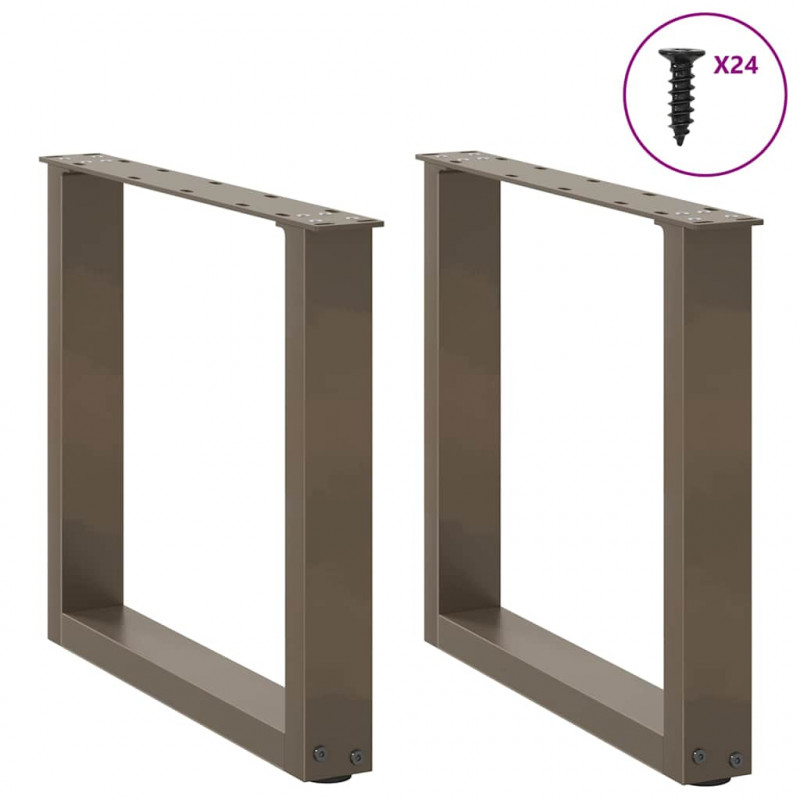Nogi do stolika kawowego w kształcie litery U 2 szt. Naturalna stal 50x(42-43) cm Stal