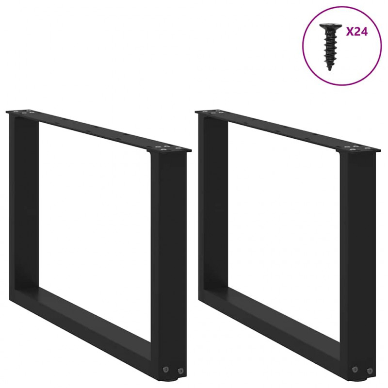 Nogi do stolika kawowego w kształcie litery U 2 szt. Czarne 60x(42-43) cm Stal