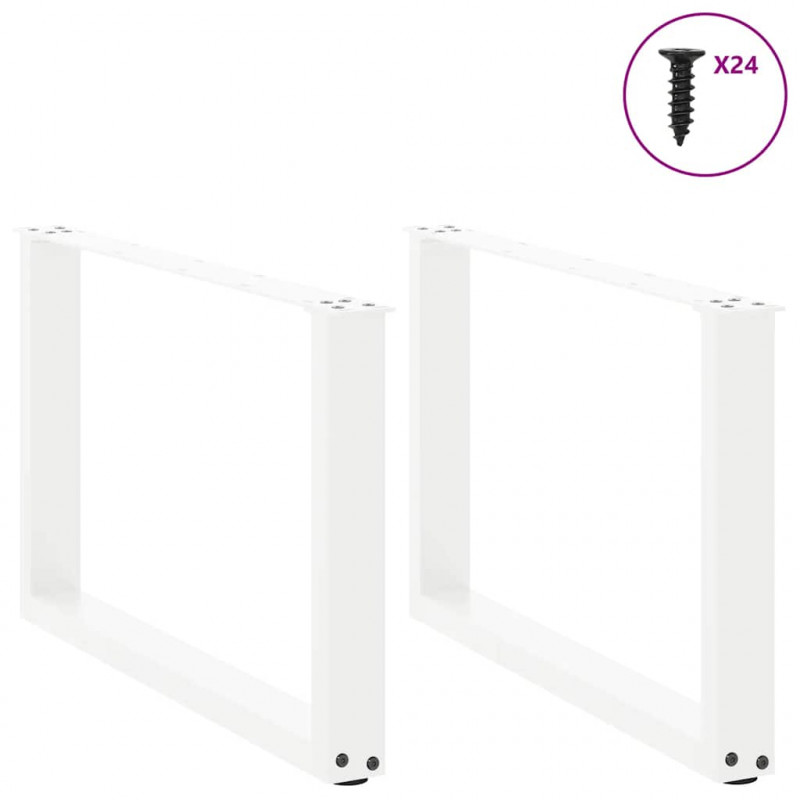 Nogi do stolika kawowego w kształcie litery U 2 szt. Białe 60x(42-43) cm Stal