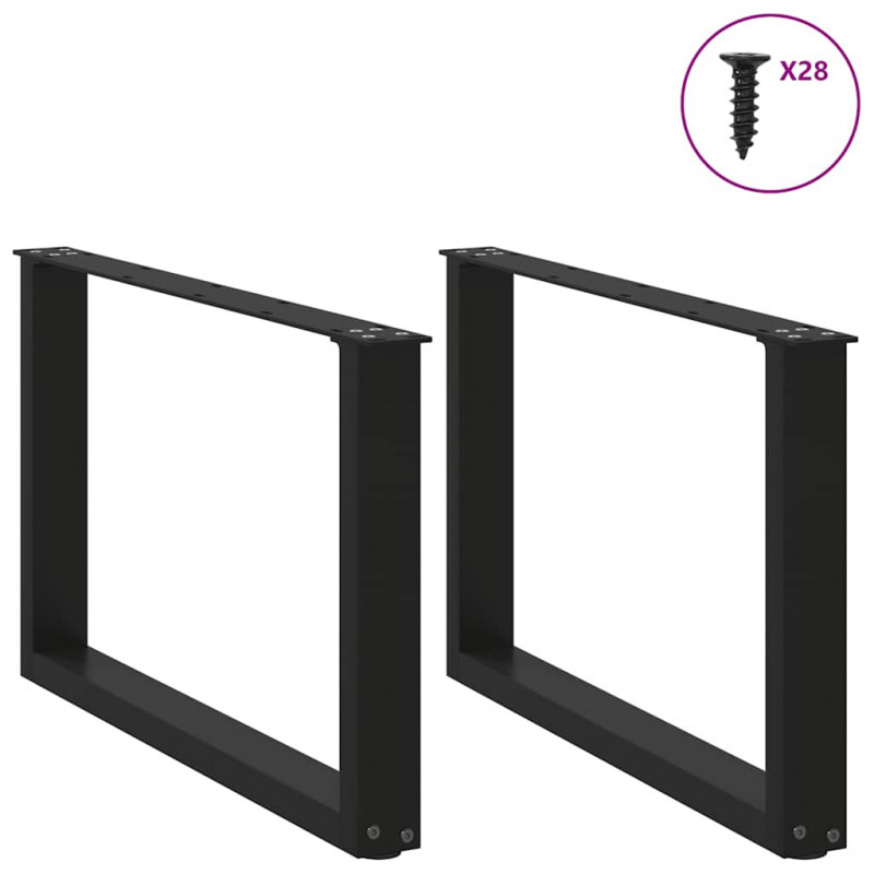 Nogi do stolika kawowego w kształcie litery U 2 szt. Czarne 70x(42-43) cm Stal