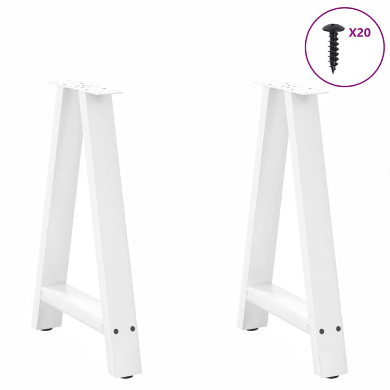 Nogi do stołu jadalnego w kształcie litery A 2 szt. Białe 50x(72-73) cm Stal