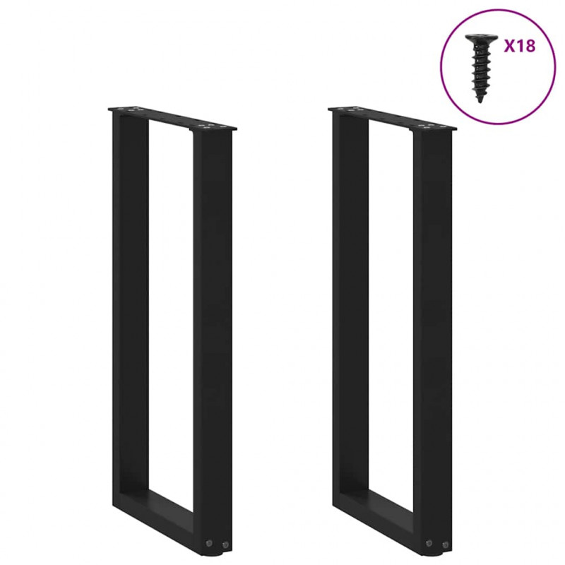 Nogi do stołu konsolowego w kształcie litery U 2 szt. Czarne 28x(72-73) cm Stal