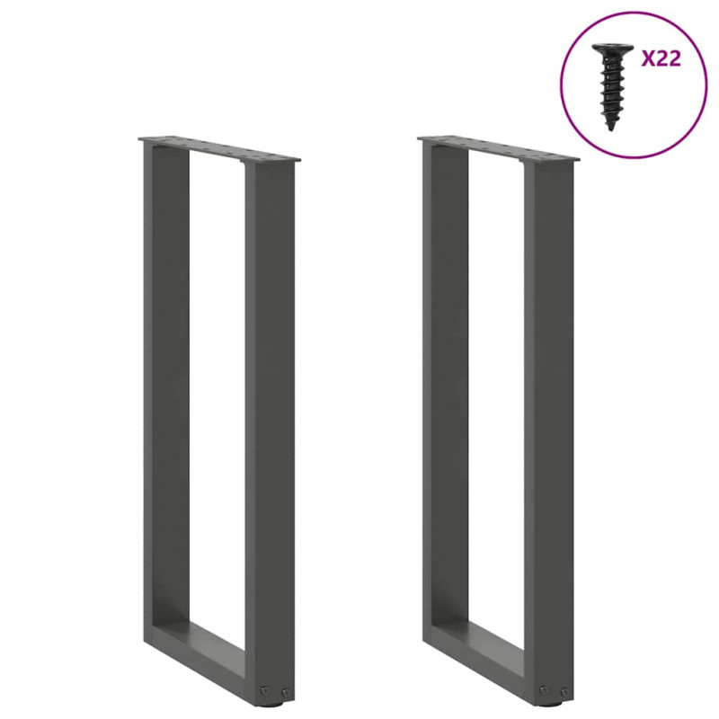 Nogi do stołu konsolowego w kształcie litery U 2 szt. Antracyt 38x(72-73) cm Stal