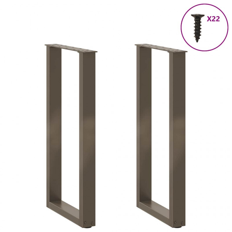 Nogi do stołu konsolowego w kształcie litery U 2 szt. Naturalna stal 38x(72-73) cm Stal