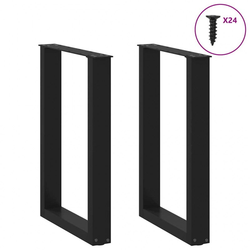 Nogi do stołu jadalnego w kształcie litery U 2 szt. Czarne 50x(72-73) cm Stal