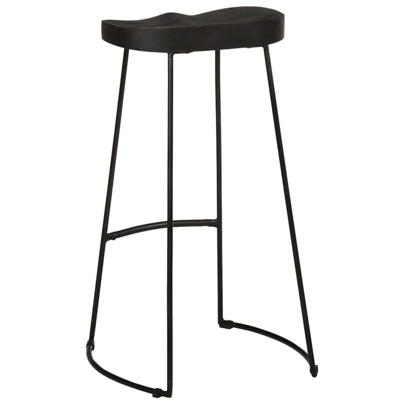 Hokery barowe 2 szt. Czarny 45x40x78 cm Drewno lite Mango