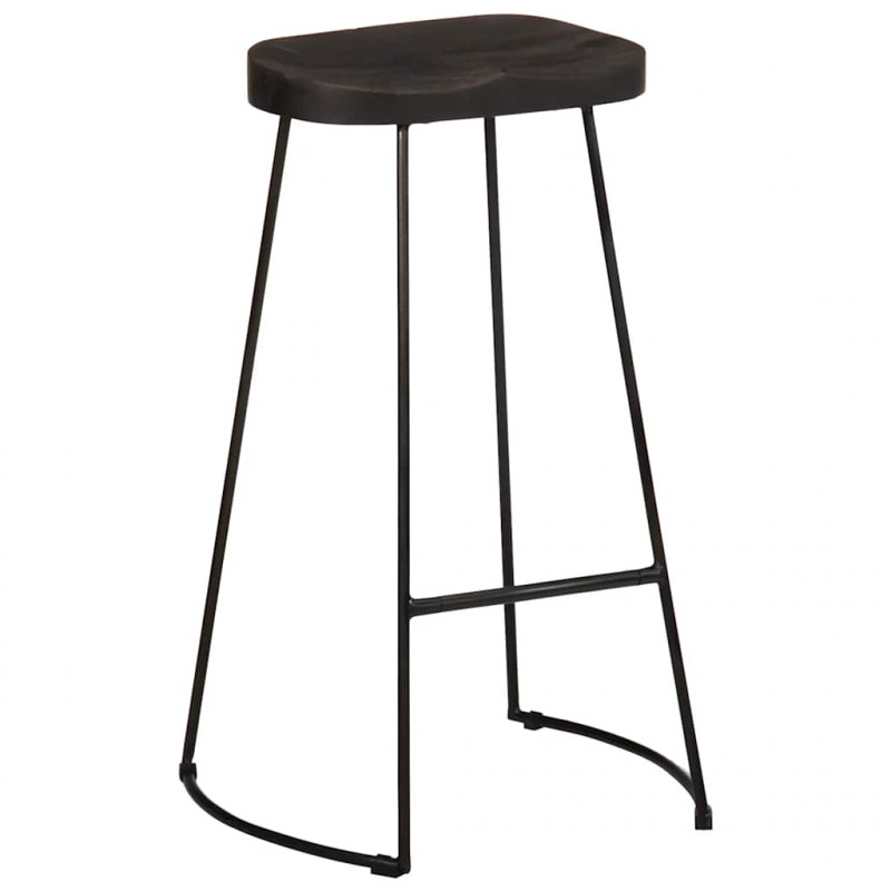 Hokery barowe 2 szt. Czarny 45x40x78 cm Drewno lite Mango
