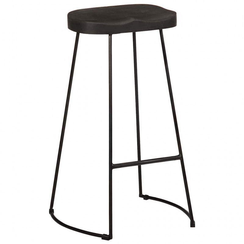 Hokery barowe 2 szt. Czarny 45x40x78 cm Drewno lite Mango